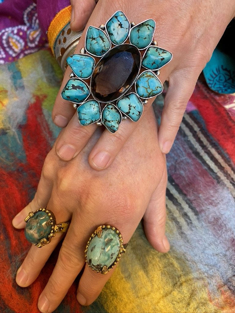 TURQUOISE BLUE DOME RINGS