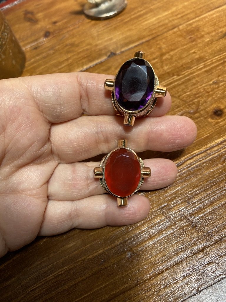 Faceted gemstone sterling silver brass rings Andrea Serrahn Serrahna