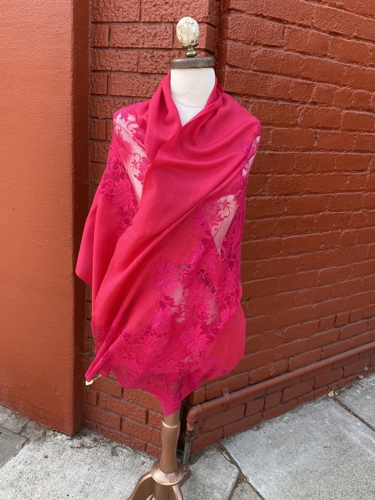 Soft Pashmina Lace Shawl wool begoniaAndrea Serrahn Serrahna