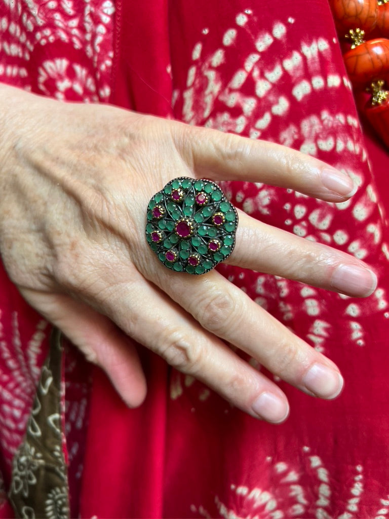 CHALCEDONY & RUBY RING