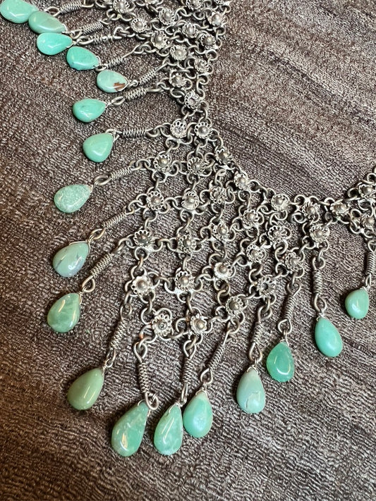 Chrysoprase silver bibb necklace Andrea Serrahn Serrahna