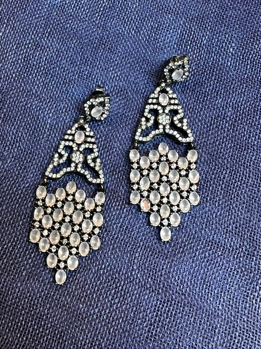 ART DECO ROSE QUARTZ EARRINGS