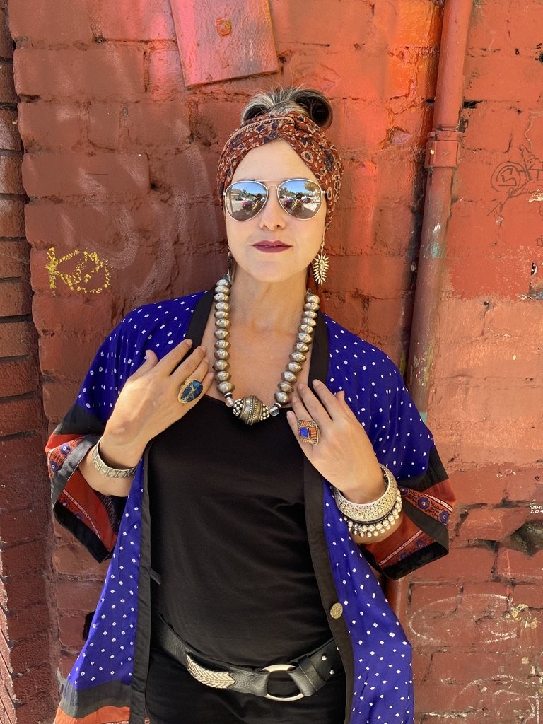 Tribal silver chunky necklace Nigerian and India Andrea Serrahn Serrahna