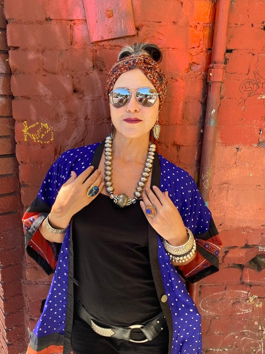 Tribal silver chunky necklace Nigerian and India Andrea Serrahn Serrahna