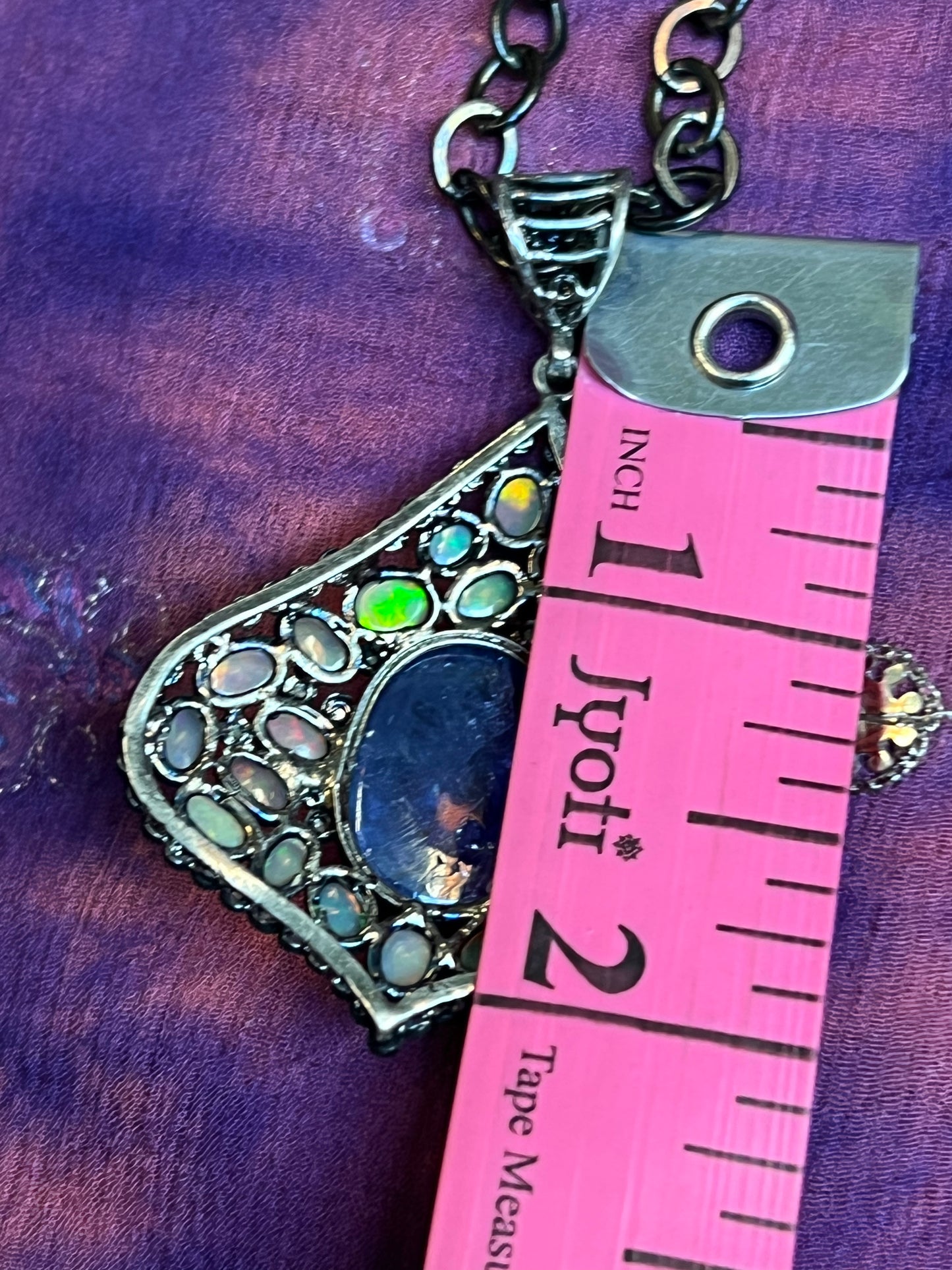 ACE OF SPADES TANZANITE & OPAL NECKLACE