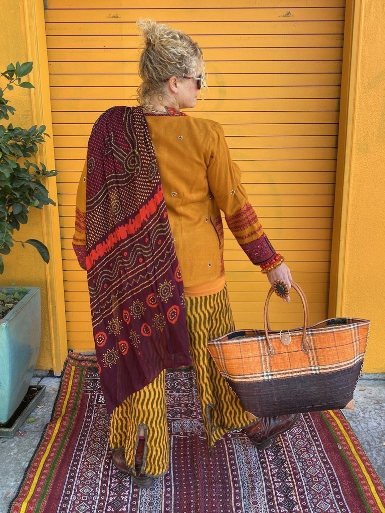 Oxblood Bandhani print shawl Andrea Serrahn Serrahna