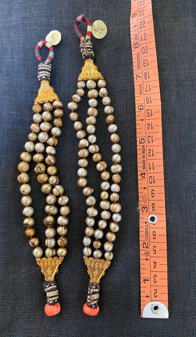 Knotted dirty pearl triple strand bracelet Andrea Serrahn Serrahna