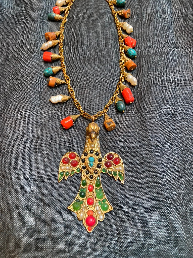Gem encrusted gold chain pendant Andrea Serrahn Serrahna