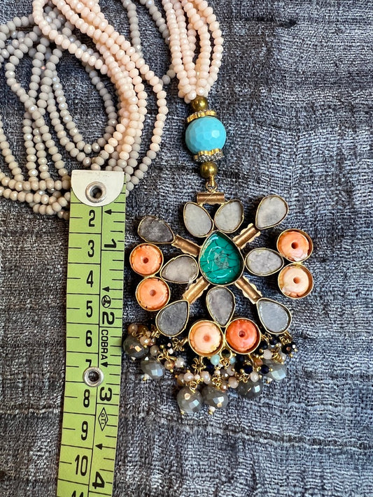 Druzy & Sparkle Necklace gemstones faceted triple strand Andrea Serrahn Serrahna