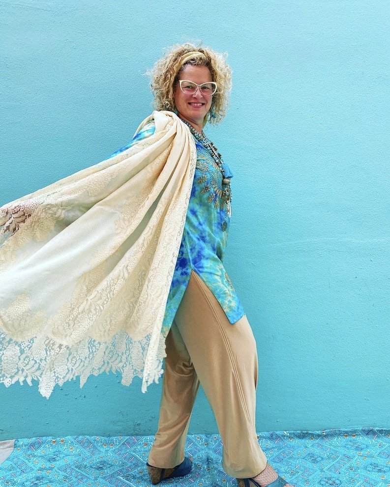 Soft Pashmina Lace Shawl wool creamy off white Andrea Serrahn Serrahna