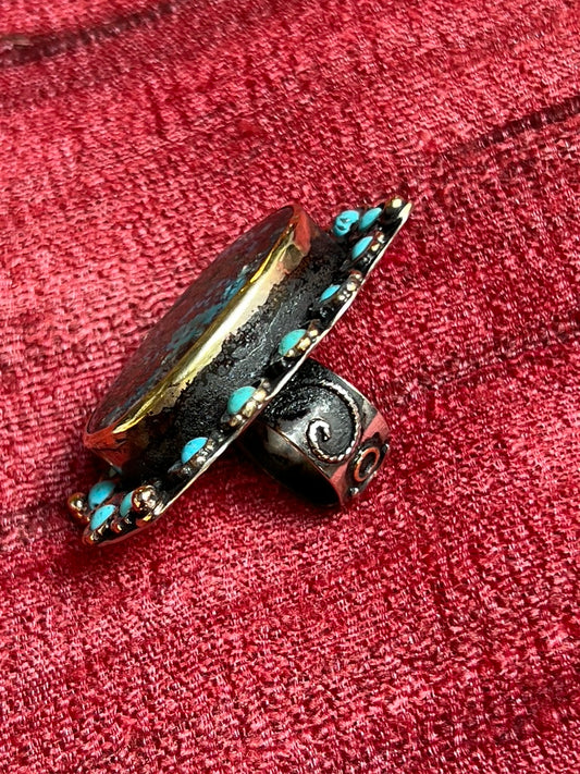 PERSIAN TURQUOISE PYRITE RING