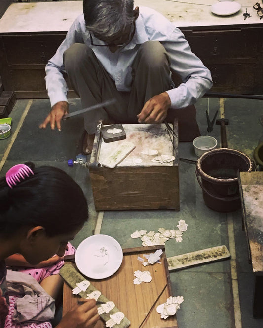 Bhuj artisan metalsmith hand crafted hamsa earring Andrea Serrahn Serrahna