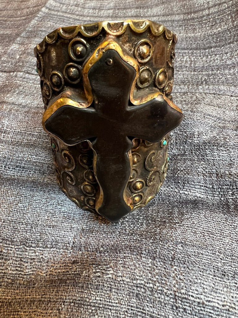 Cross culture black cross statement cuff bracelet Andrea Serrahn Serrahna