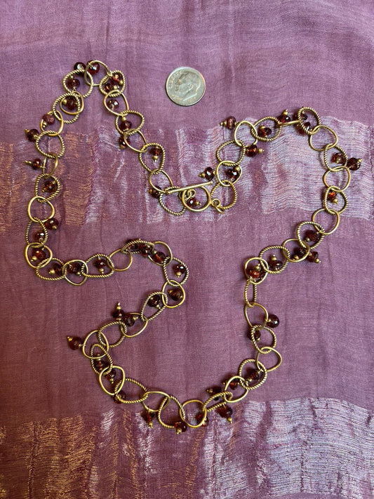 Garnets on chain dangles gold plated necklace Andrea Serrahn Serrahna