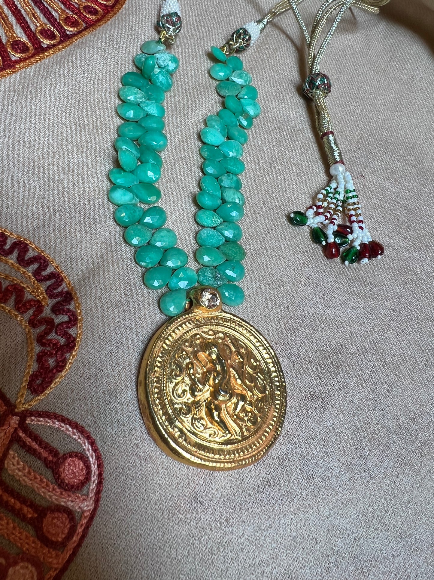 CHRYSOPRASE GANESH NECKLACE