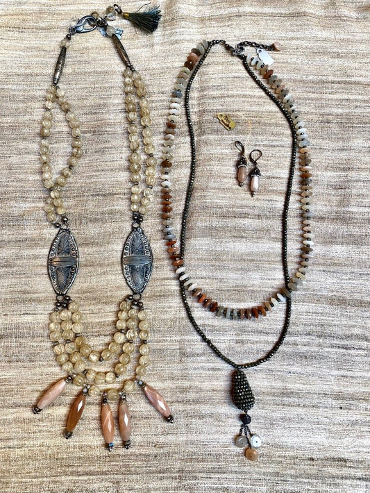 Peach moonstone silver crystal melon pyrite Andrea Serrahn Serrahna