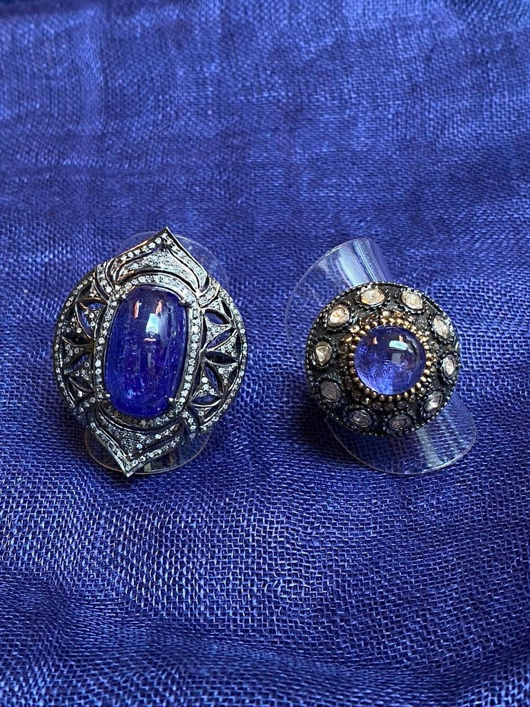 TANZANITE DIAMOND DOME RING