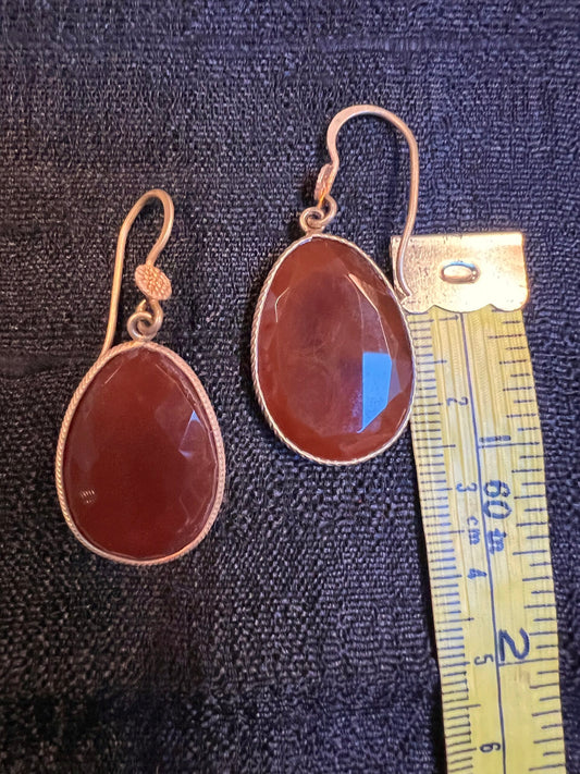 Carnelian egg shaped oval earrings Andrea Serrahn Serrahna