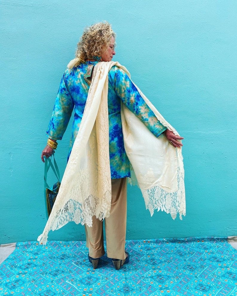 Soft Pashmina Lace Shawl wool creamy off white Andrea Serrahn Serrahna