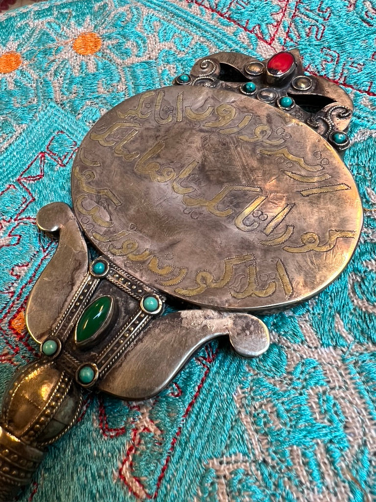Vintage Turkish Mirrors brass gemstones hand mirror Andrea Serrahn Serrahna