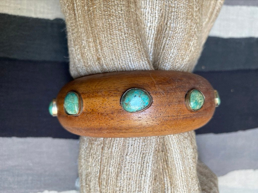 Med wood single row turq bangle Andrea Serrahn Serrahna