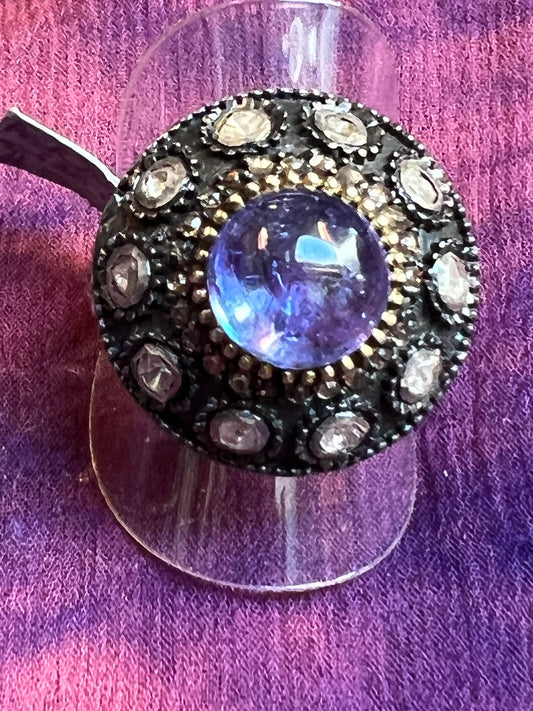 TANZANITE DIAMOND DOME RING
