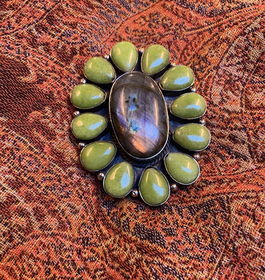 Jumbo labradorite green serpentine stone ring Andrea Serrahn Serrahna