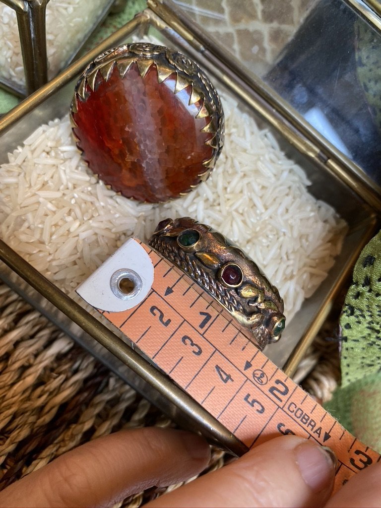 Crackled carnelian oversized bronze adjustable ring