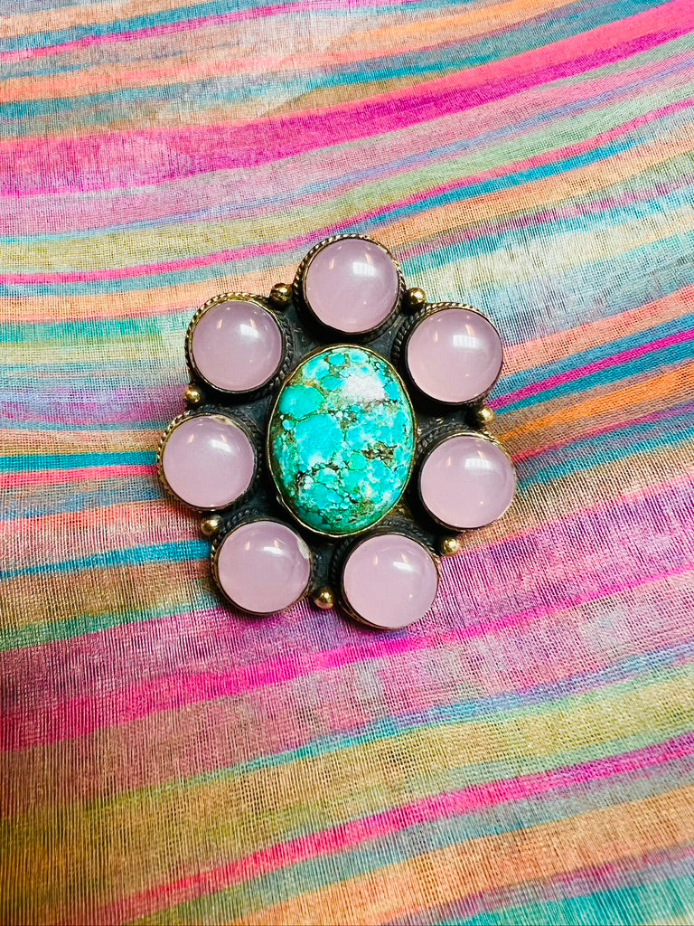 TURQUOISE ROSE PORTRAIT RING