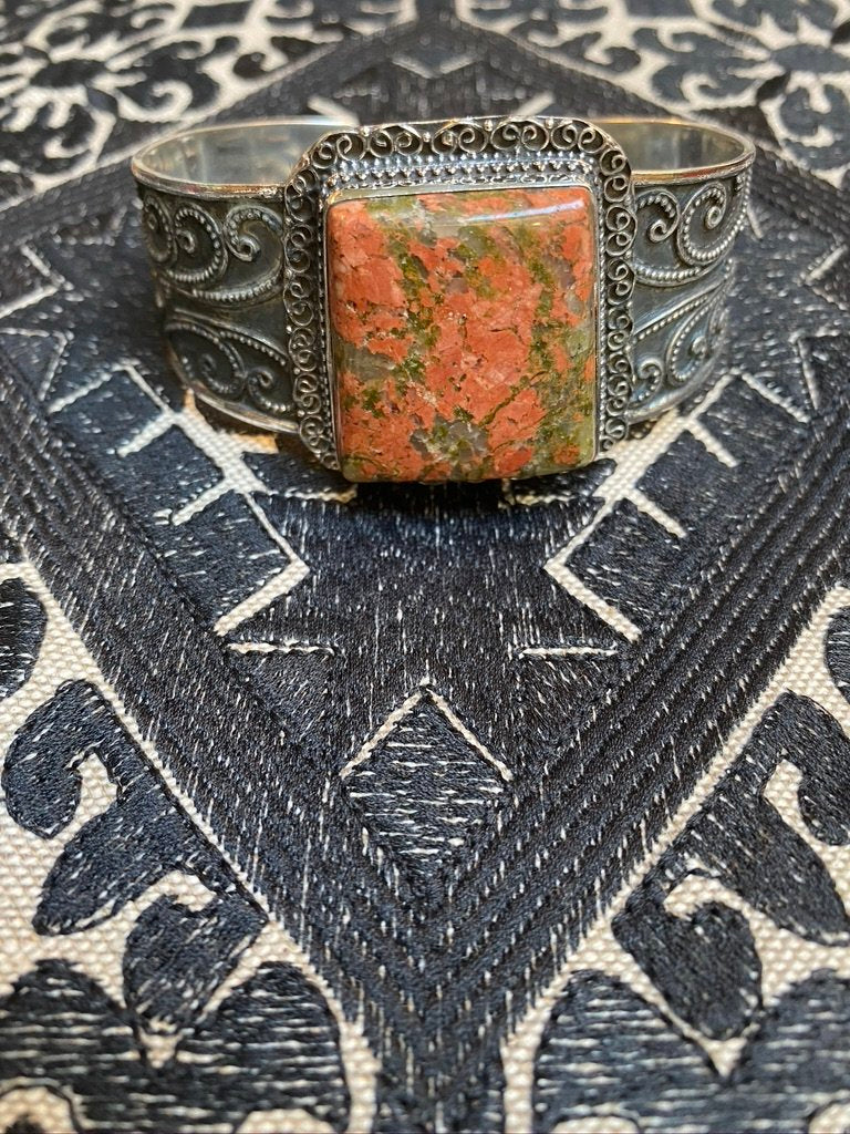 UNAKITE JASPER SILVER CUFFS