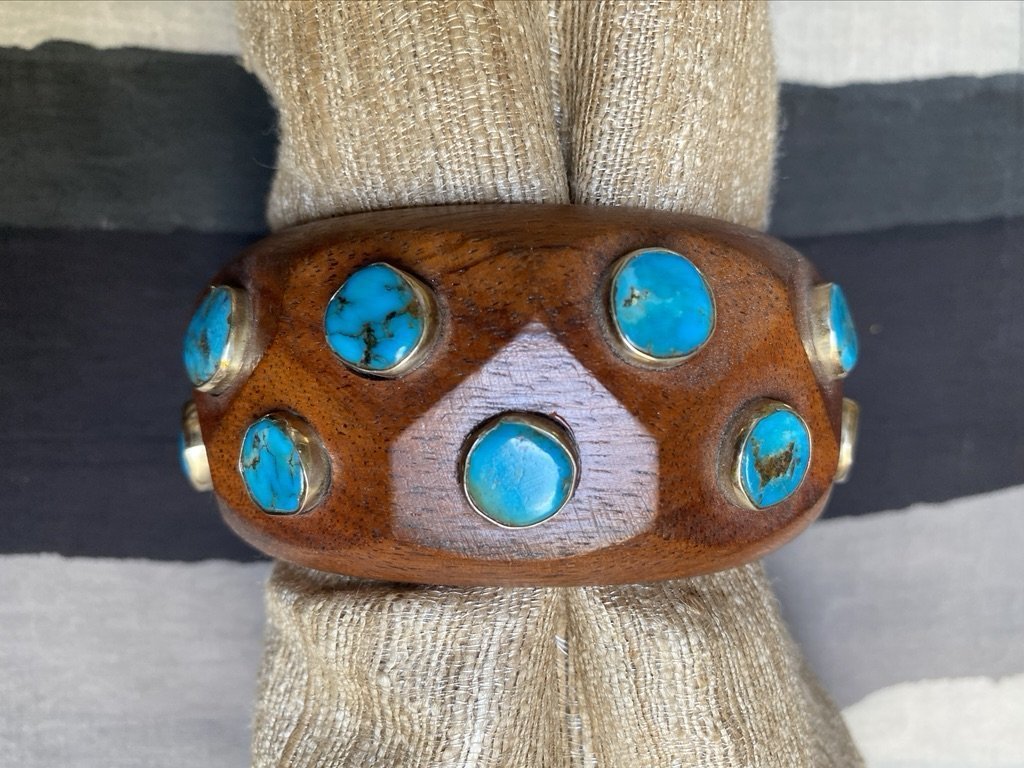 Blue turq wood bangle Andrea Serrahn Serrahna