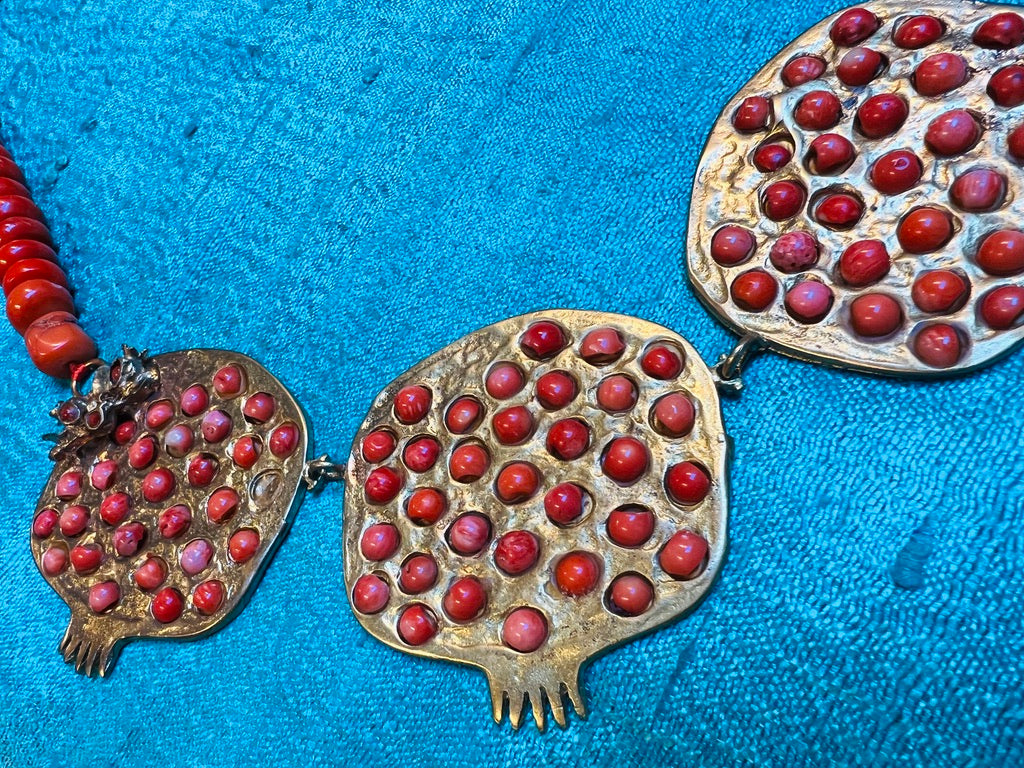 Pomegranate coral necklace brass gold plated Andrea Serrahn Serrahna