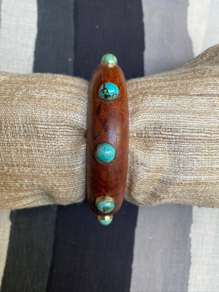 Green turq wood bangle Andrea Serrahn Serrahna