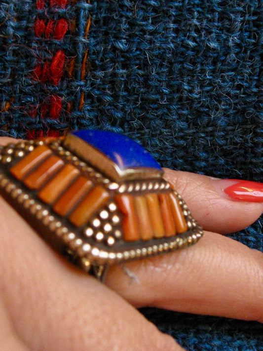 Lapis coral inlay 925 silver ring Andrea Serrahn Serrahna