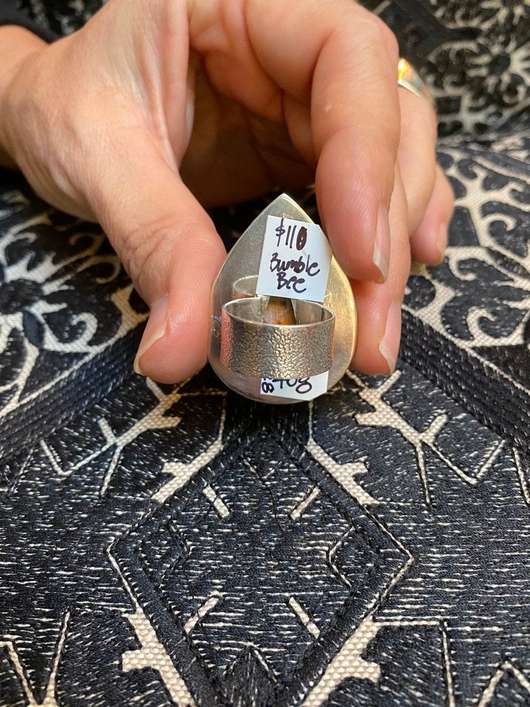 Bumblebee jasper silver ring
