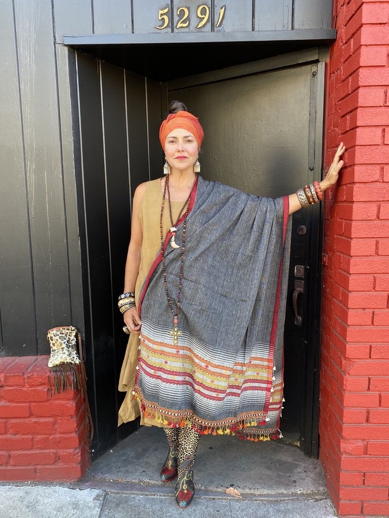 RED CORAL BRASS BANGLE
