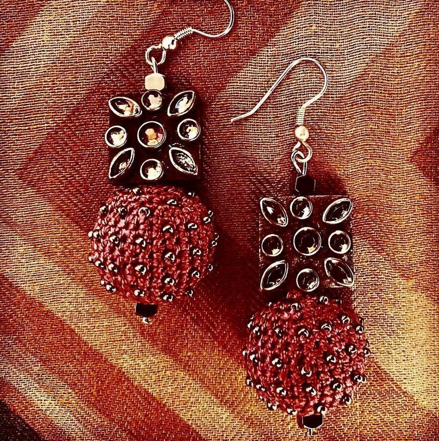 CROCHET BALL EARRINGS