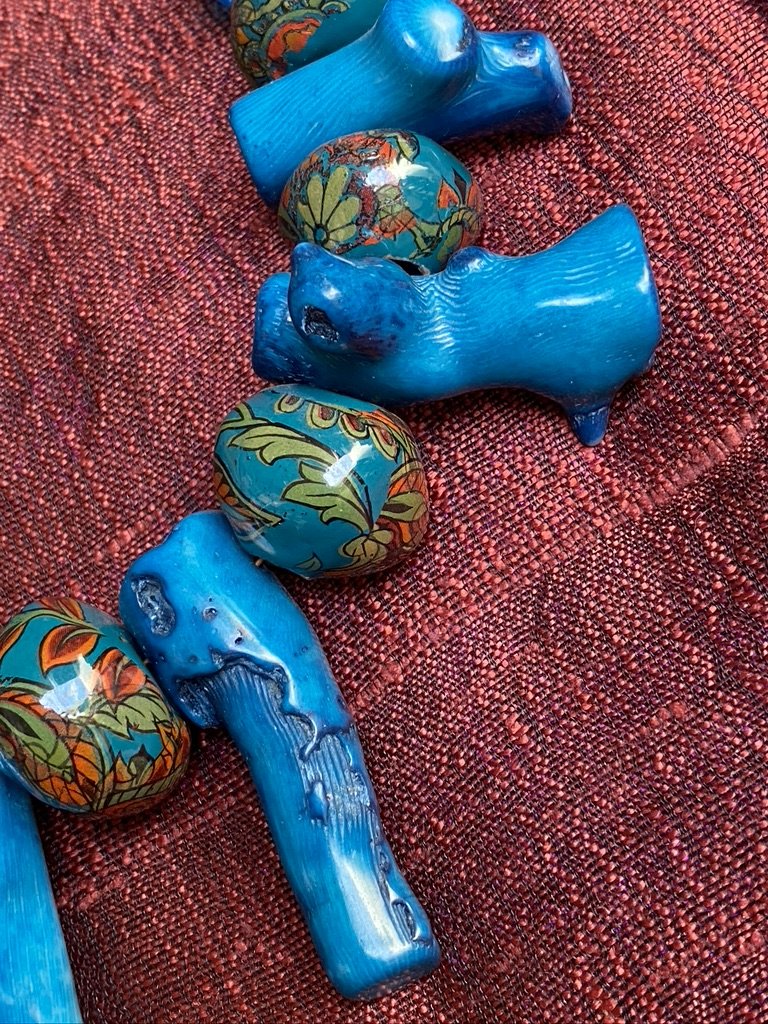 Copper Patina Agean blue Coral Vintage look jewelry Andrea Serrahn Serrahna