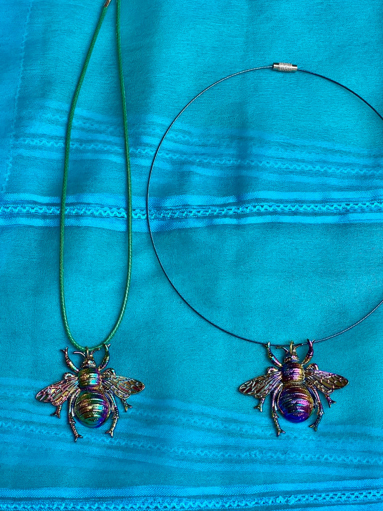 Electric Iridescent insect earrings necklaces silk resin post Andrea Serrahn Serrahna