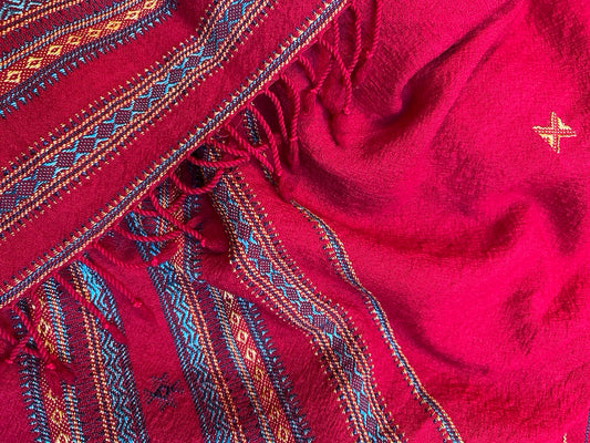 RED MERINO WOOL SHAWL