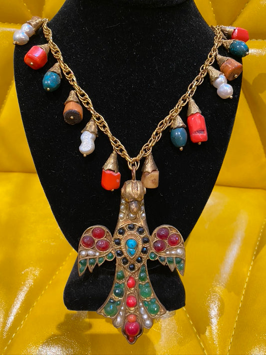 Gem encrusted gold chain pendant Andrea Serrahn Serrahna