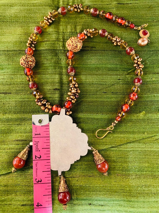 Himachal Pradesh glass pendant pearls carnelian Andrea Serrahn Serrahna