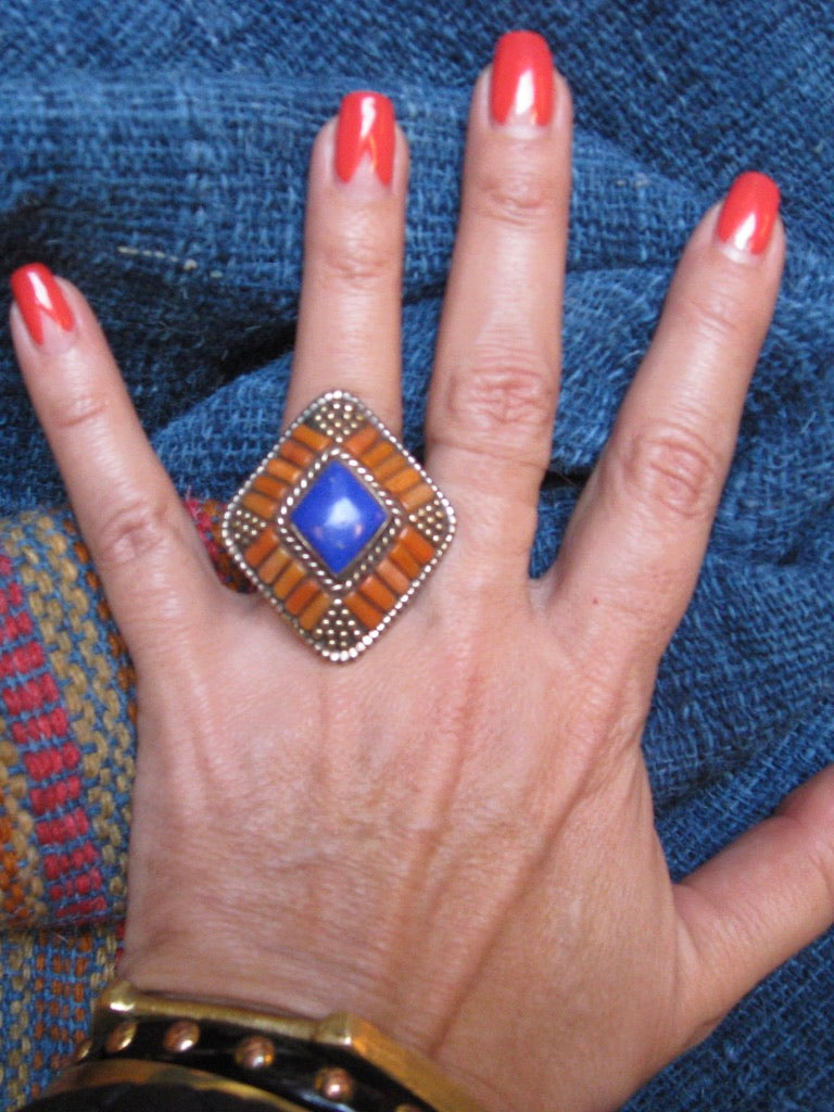 Lapis coral inlay 925 silver ring Andrea Serrahn Serrahna