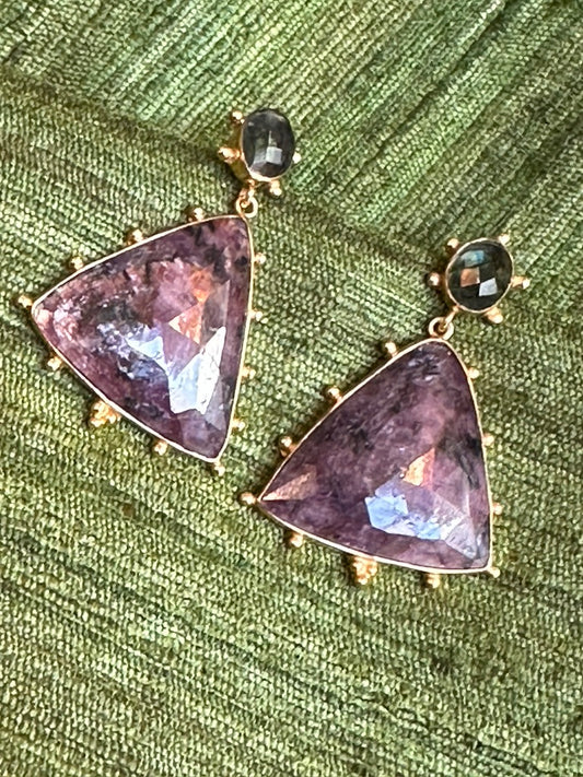 RADIANT RUBY PYRAMID EARRINGS