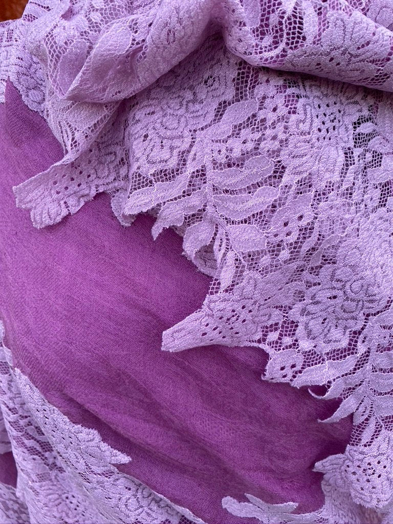 Soft Pashmina Lace Shawl wool violet lavender Andrea Serrahn Serrahna