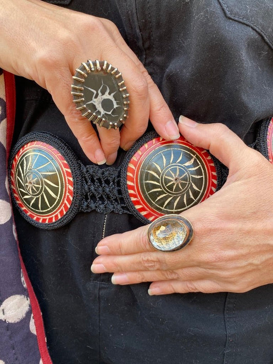 CRYSTAL DOME MANUSCRIPT RING