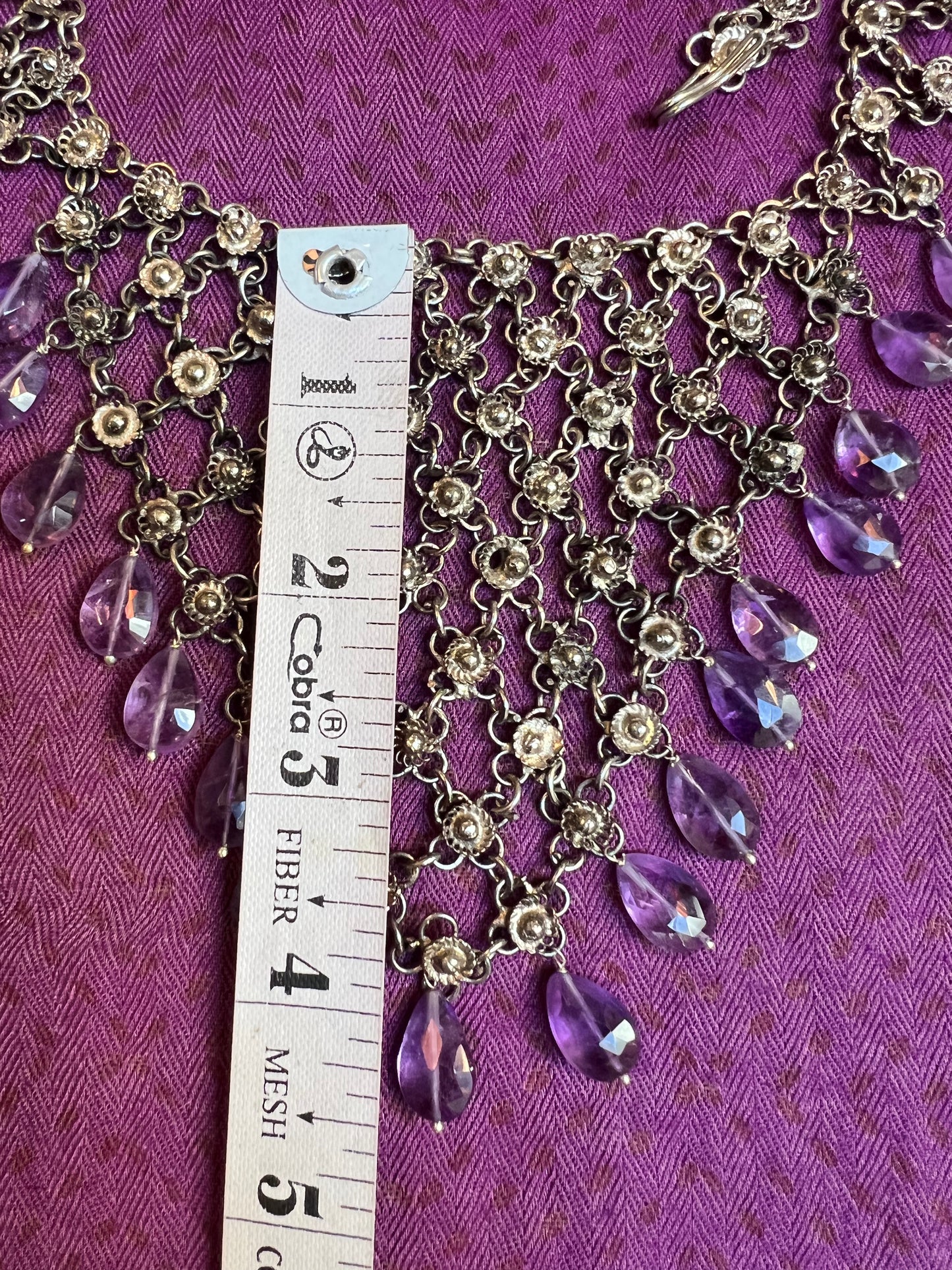 AMETHYST SILVER BIB NECKLACE