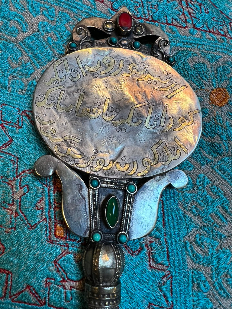 Vintage Turkish Mirrors brass gemstones hand mirror Andrea Serrahn Serrahna