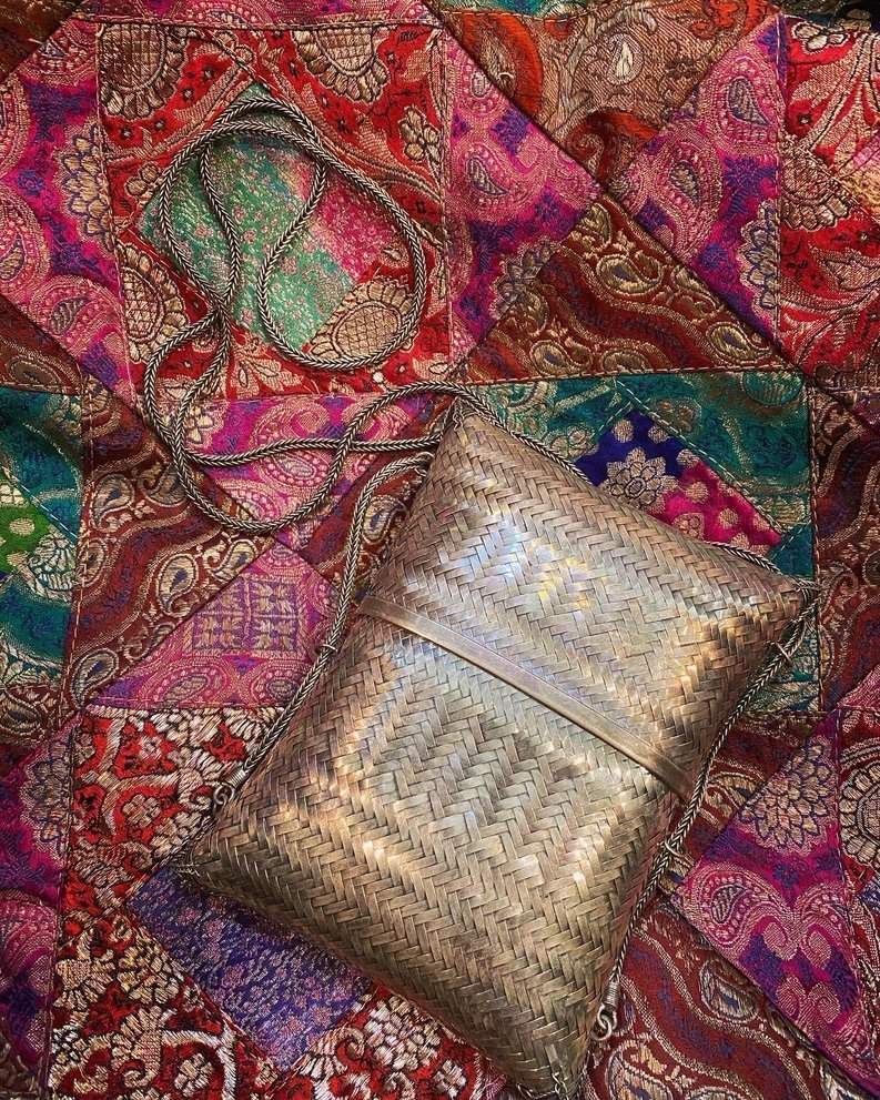 Silver masterpiece hand plaited woven snake chain evening bag Andrea Serrahn Serrahna