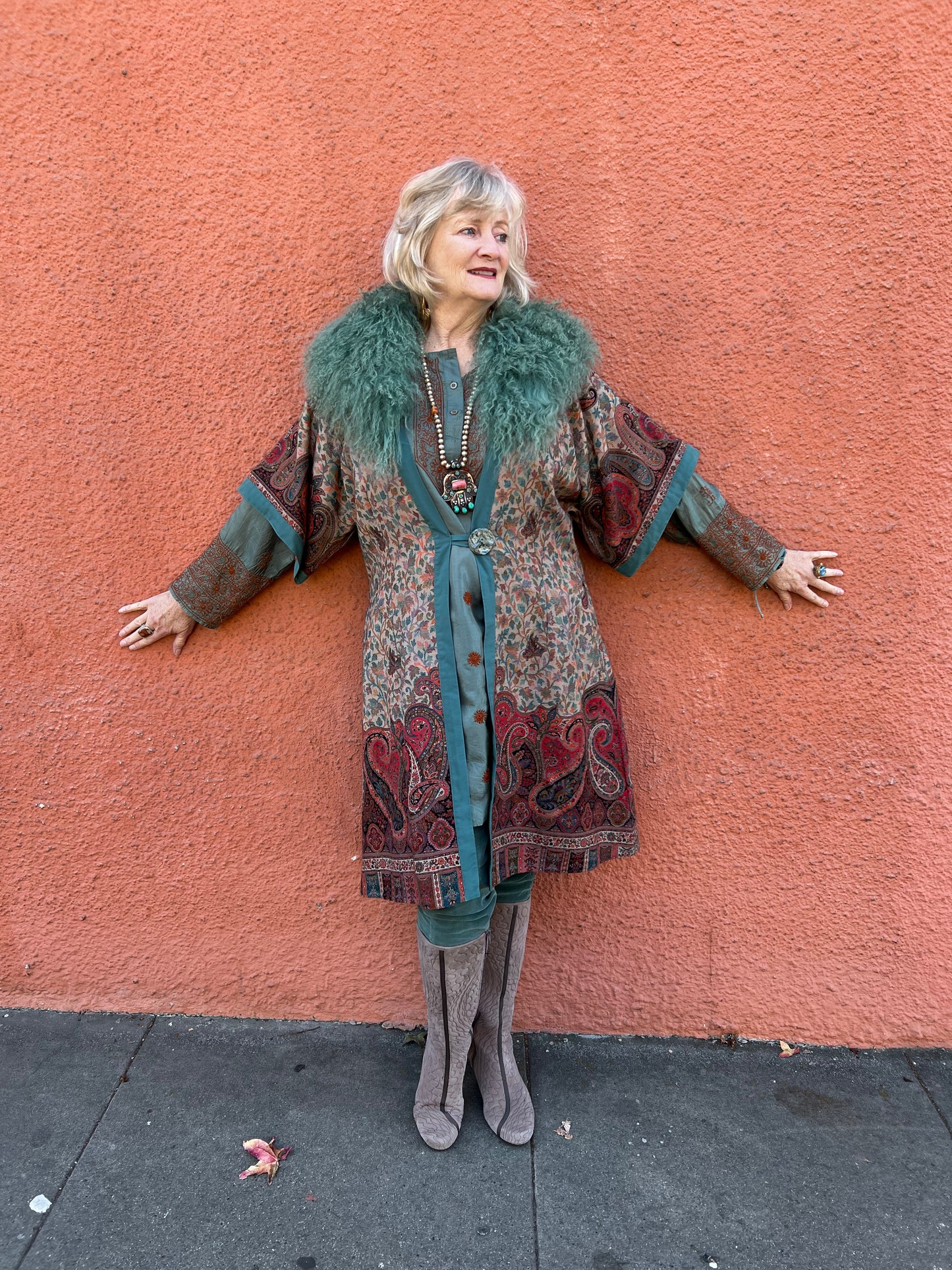 SAGE SILK EMBROIDERED KURTI